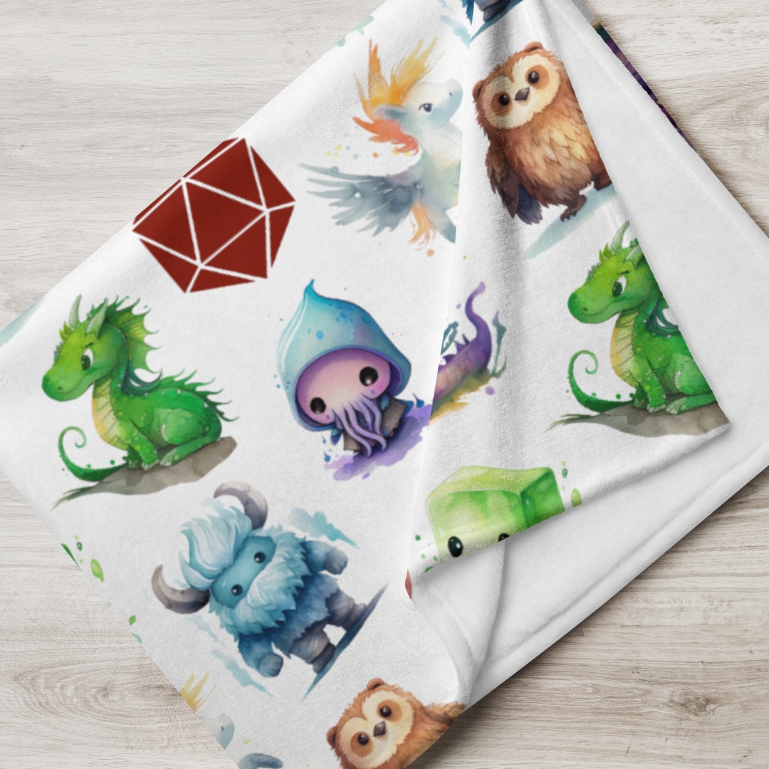 RPG Monsters Throw Blanket Dnd Blanket, Baby Blanket, Dragons, Dnd Gifts, Dungeon Games Gifts