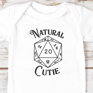 Natural Cutie | DnD Baby Bodysuit - D&D Baby Gifts, Dice Bodysuit, Geeky Baby Shower Gift, Gamer Baby Gifts - Unisex Infant Bodysuit