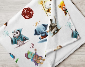 RPG Classes Throw Blanket - DnD Blanket, Baby DnD Blanket, Dnd Gifts, Gaming Blanket, Dungeons Blanket, Nerd Blanket, Dragons, Baby Wizard