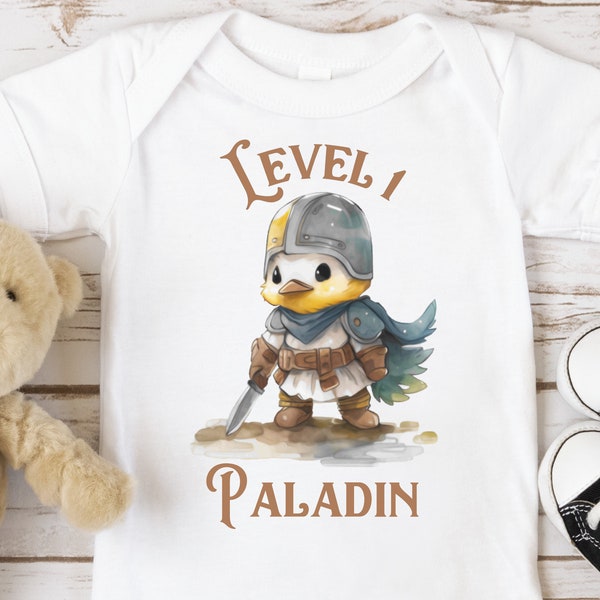 Level 1 Paladin | DnD Baby Bodysuit - D&D Baby Gifts, Geeky Baby Shower Gift, Gamer Baby Gifts, Nerdy Romper, Baby One-piece