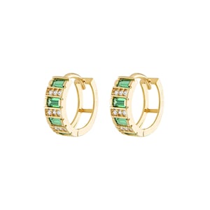 14K Channel Set Huggie Hoop Earring