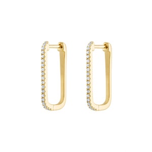 Diamond Rectangle Hoop 14K Gold