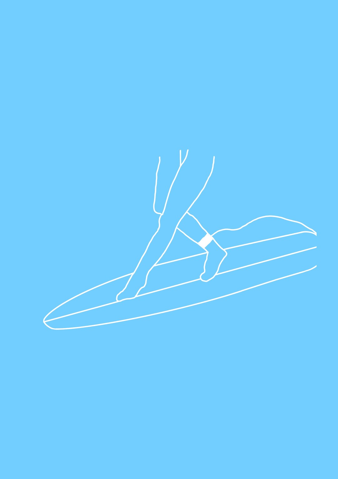 Longboard Art. Surfboard Wall Art. Girl Surfer Wall Art. Simple Surf