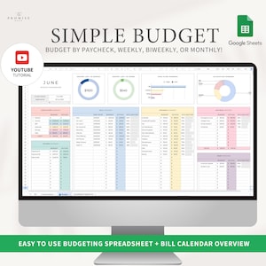 Pianificatore di budget Foglio di calcolo Google, Foglio di calcolo del budget mensile, Modello di budget per busta paga Pianificatore finanziario settimanale quindicinale Budget per principianti