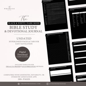 Estudio bíblico digital en modo oscuro y diario devocional / Estudio bíblico SOAP / Oración ACTS / Biblia en línea / Cartas a Dios / Notas de sermones / Sin fecha
