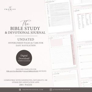 Estudio bíblico digital y diario devocional / Estudio bíblico SOAP / Método de oración ACTS / Biblia en línea / Cartas a Dios / Notas de sermones / SIN FECHA