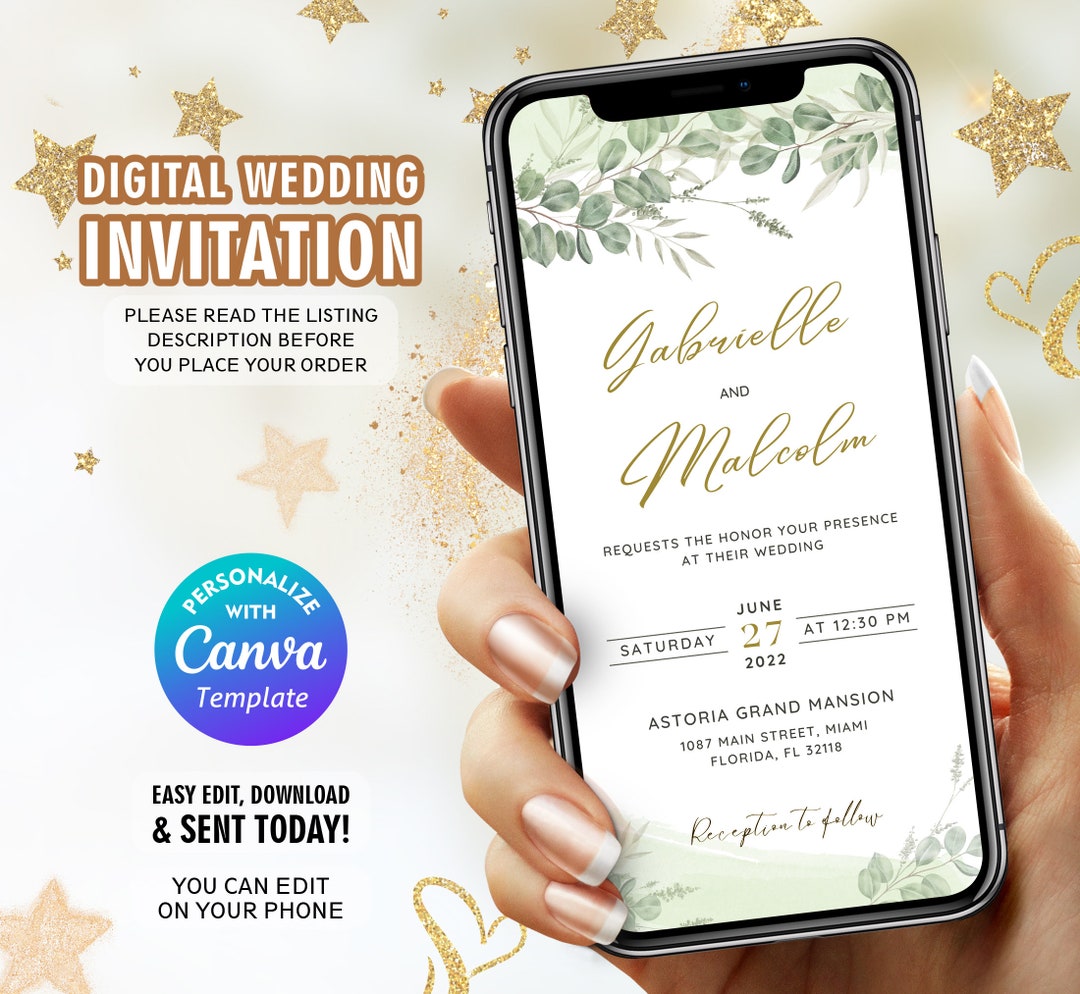 Electronic Wedding Invitation Template, E Invite Wedding, Wedding Digital Invite, Wedding Evite