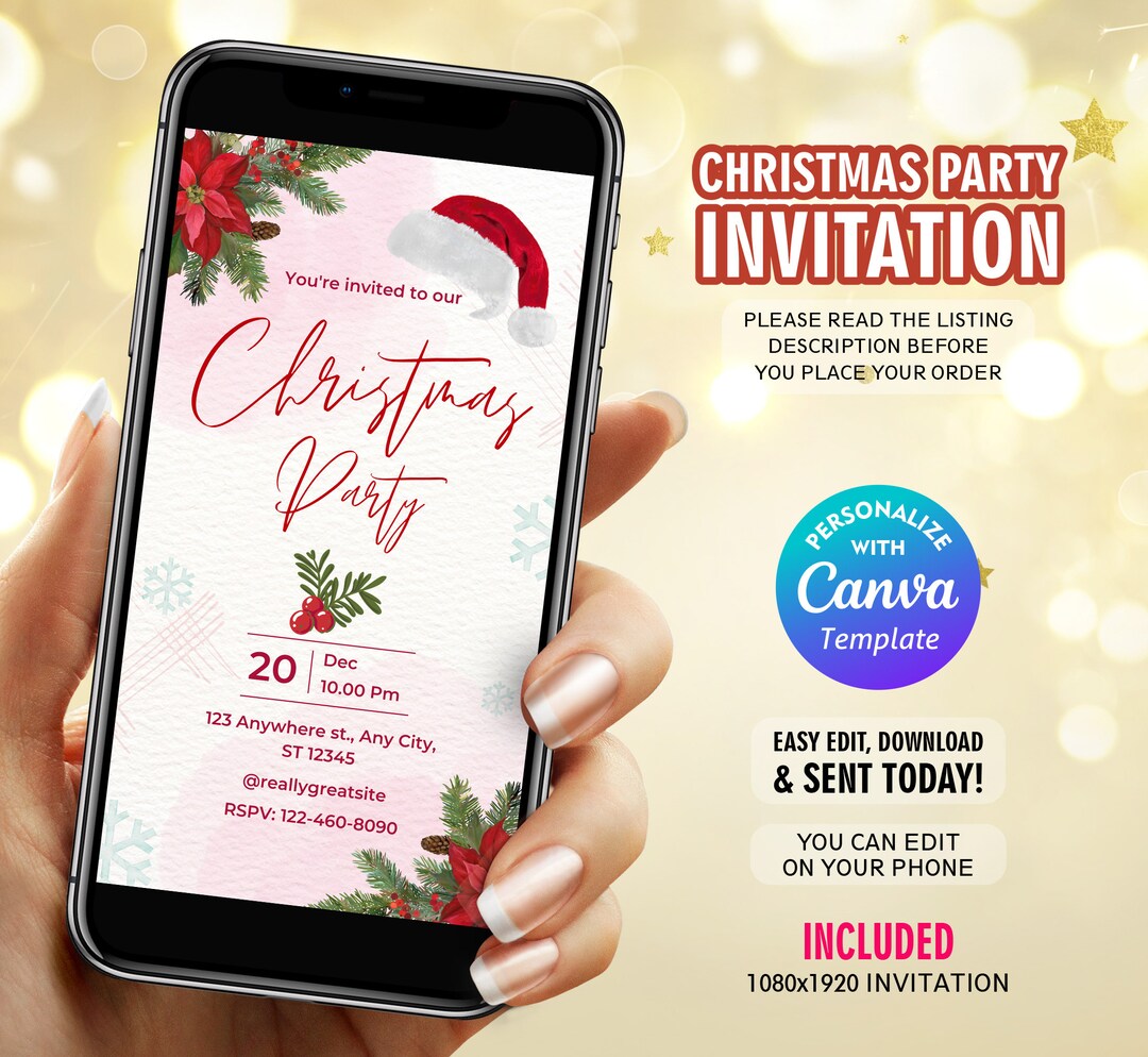 Digital Christmas Party Invitation Christmas Party Invite Etsy