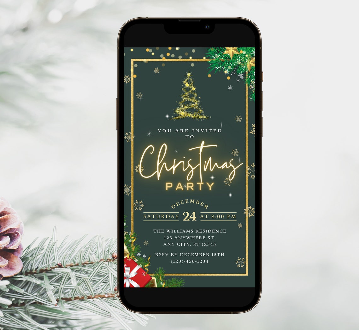 Digital Christmas Party Invitation Holiday Party Invite Etsy
