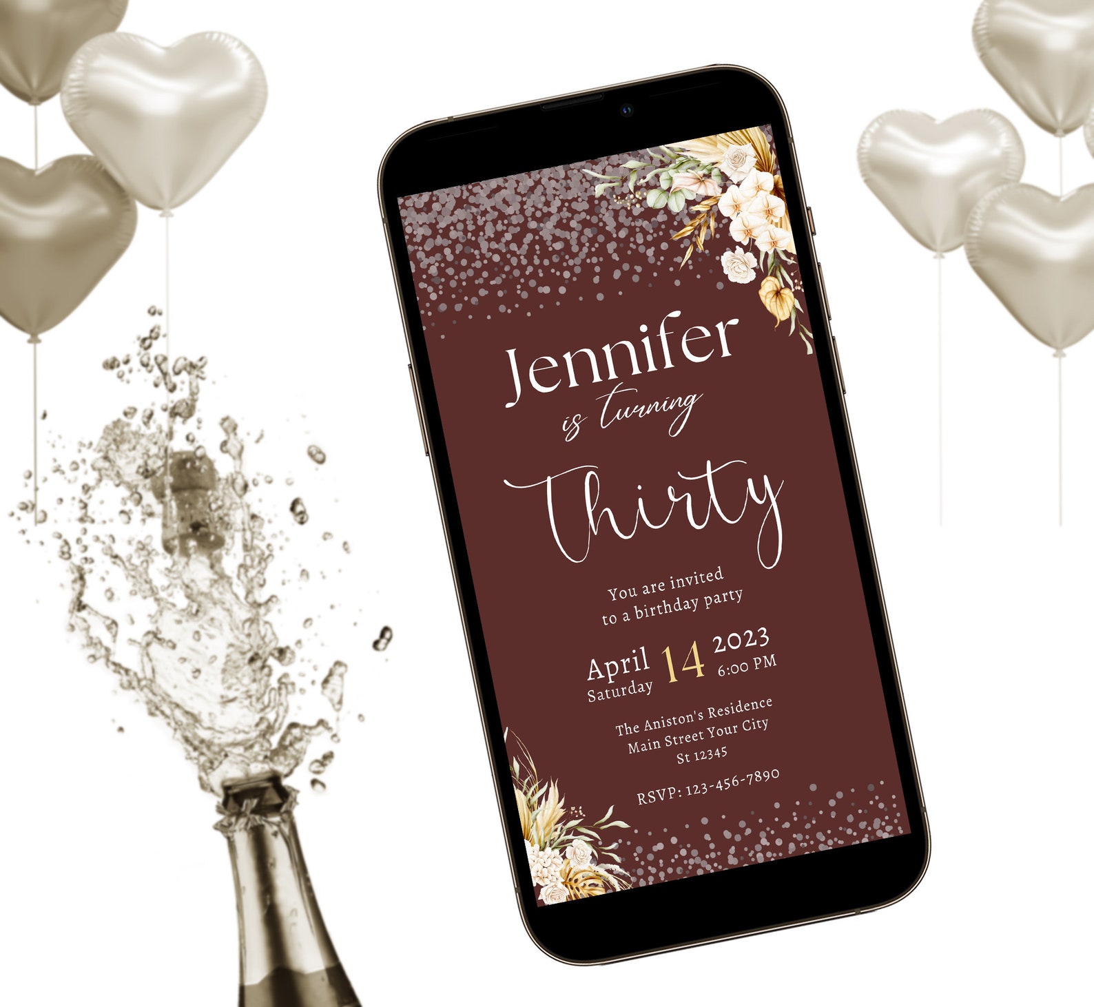 Digital Birthday Dinner Invitation, Birthday Party Invitation, Mobile ...