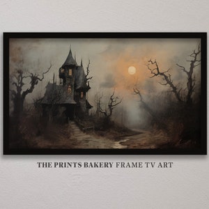 フレーム TV アート ハロウィーン ヴィンテージ 不気味なマナー、お化け屋敷の絵画、ムーディー ニュートラル 不気味な TV アート、不気味な幽霊のようなデジタル Samsung フレーム TV162