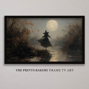 FRAME TV Art Halloween Witch, Vintage Witchy Farmhouse Artwork, Muted Neutral Samsung Tv Art, Rustic Wiccan Painting, Digital Download TV153