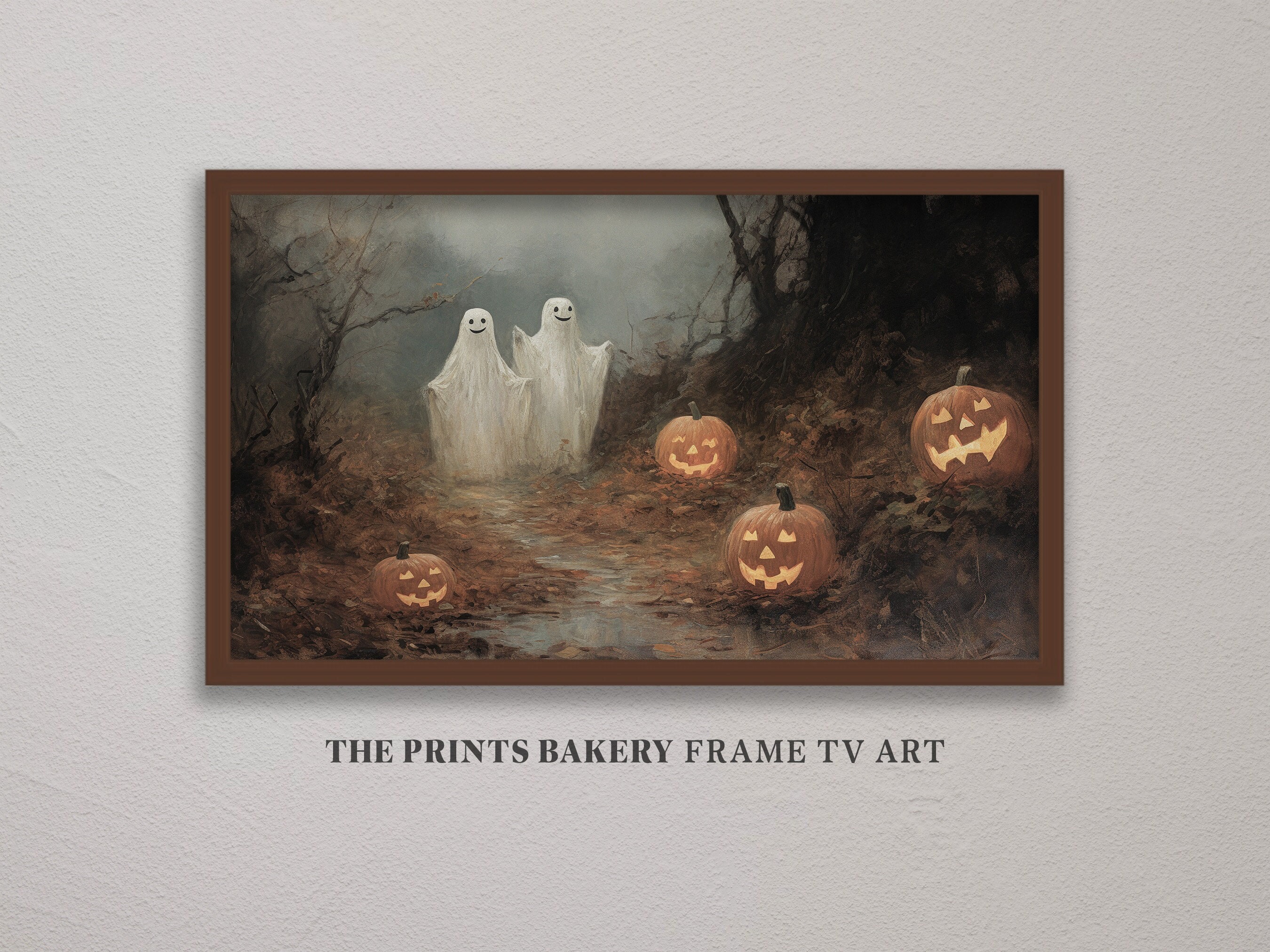 FRAME TV Art Halloween Ghost Pumpkins, Vintage Ghosts in