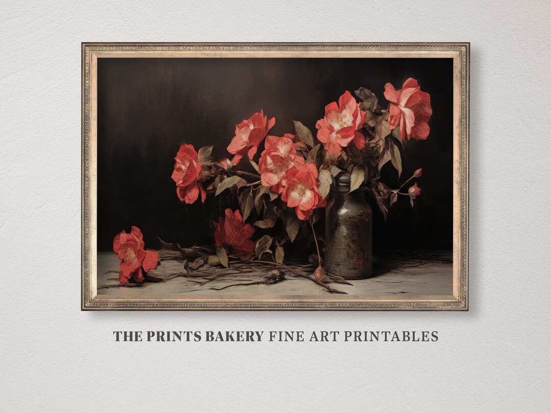 PRINTABLE Christmas Botanical Wall Art, Vintage Festive Camellia Xmas ...