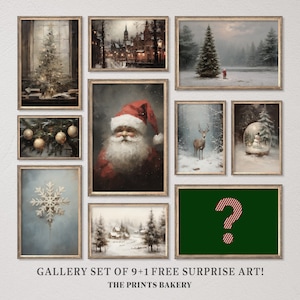 PRINTABLE Christmas Set of 9, Xmas Winter Wonderland Prints, Vintage Moody Festive Wall Art, Rustic Holiday Digital Art, Print Download PCS2