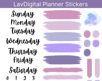 GoodNotes Digital Planner Stickers, Digital Sticker Page, Purple Digital Stickers for Planner