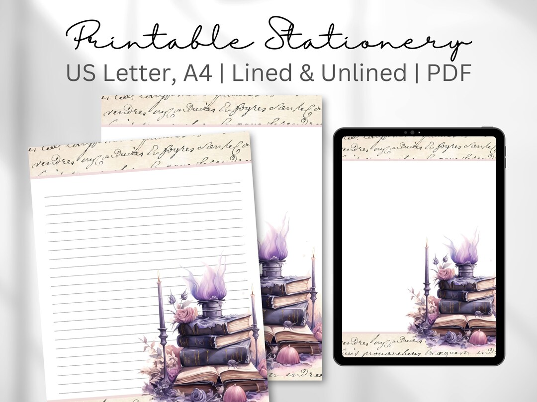 Spell Book Stationery Letter Writing Paper Lined & Unlined Etsy
