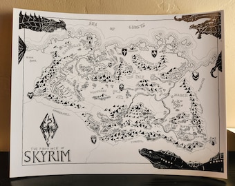 スカイリム地方地図 (The Elder Scrolls 5)、高品質、A1、A2、A3 スカイリム地方地図 (The Elder Scrolls 5)、高品質、A1、A2、A3