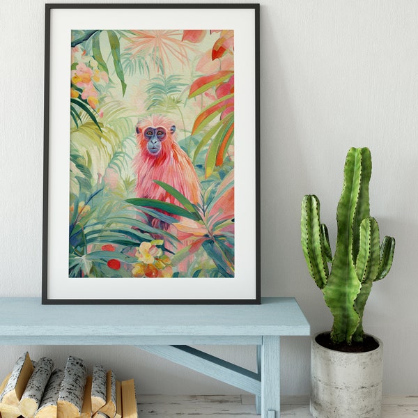Sloth Art Print | Tropical Jungle Animal Portrait | Colorful Wildlife Wall Art | Digital Download