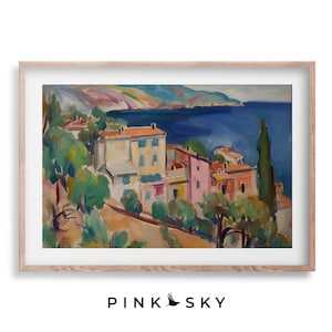 Mediterranean Coastal Vintage Print, Cozy Seaside Town, Italian French  Wall Art | Matisse Inspired, DOWNLOADABLE Printable  | 68L