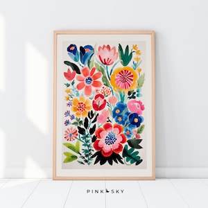 Copenhagen Flower Market Print | Scandi Folk Art | Floral Wall Art | Digital Download