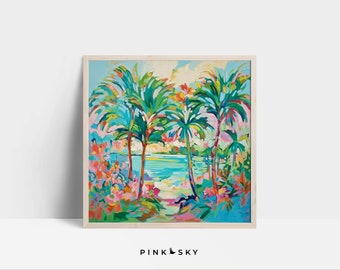 Tropical Palm Tree Print | Preppy Coastal Wall Art (Digital Download)