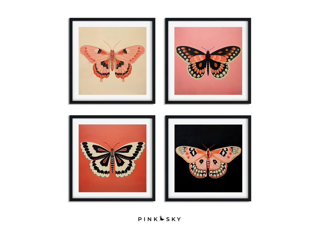 Moth Art Print Set of 4 | Boho Desert Wall Art | Botanical Insect ...