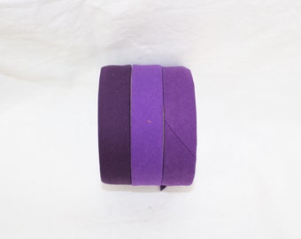 Bias Binding (tape) 25mm, single fold. royal purple, Aubergine, petunia. Fusible iron on available. 100% Cotton