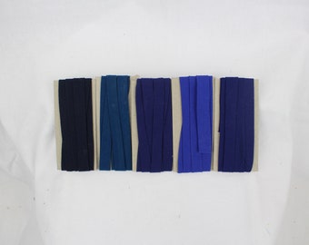 Bias Binding (tape) 12mm, single fold.  jr navy, navy, oxford blue, petrol, sapphire. Fusible iron on available. 100% Cotton