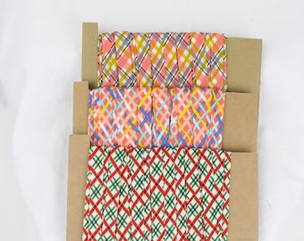 Bias Binding (Tape) 12mm, Cotton,  Single Fold, plaid. Fusible iron on available.