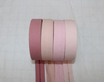 Bias Binding (tape) 25mm, single fold . baby pink, cameo pink, dusty pink, pink. Fusible iron on available. 100% Cotton