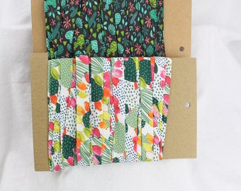 Bias Binding (Tape) 12mm, Cotton,  Single Fold, cactus, prickles. Fusible iron on available.