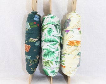 Bias Binding (Tape) 25mm, Cotton,  Single Fold, plants, fern, green. Fusible iron on available.