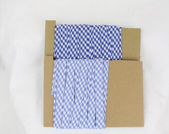 Bias Binding (Tape) 12mm, Cotton,  Single Fold, gingham. Fusible iron on available.