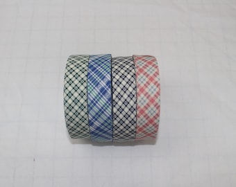 Bias Binding (Tape) 25mm, Cotton,  Single Fold, plaid. Fusible iron on available.
