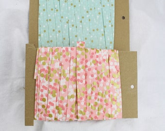 Bias Binding (Tape) 12mm, Cotton,  Single Fold, flowers, floral. Fusible iron on available.