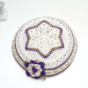 Crochet Star of David Women&#39;s Kippah • Ladies Kippah • Jewish Wedding • Bat Mitzvah