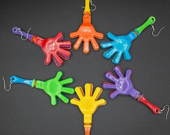 Clapper hand party favor colorful toy novelty earrings