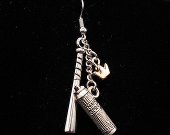 Steve inspired hair spray baseball bat crown Earrings