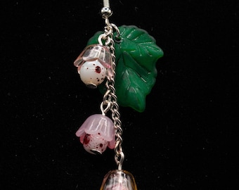 Blood Lily of the Valley Flower Chain Earrings Halloween