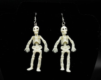 Skeleton rubber figurine earrings halloween