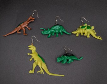 Plastic Toy Dinosaur Novelty Eccentric Earrings