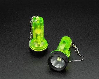 Flashlight Novelty Earrings Functional (2 inch lights)