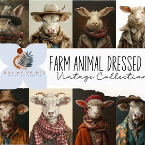 Animale da fattoria stravagante vestito, 32 stampe PNG, download digitale, uso commerciale, diari spazzatura, download digitale, album, 8,5"x11"