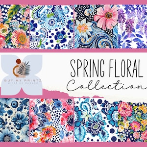Papier numérique à pois d'inspiration preppy, motif floral sans couture pour papier de scrapbooking imprimable, téléchargement immédiat, scrapbooking, usage commercial