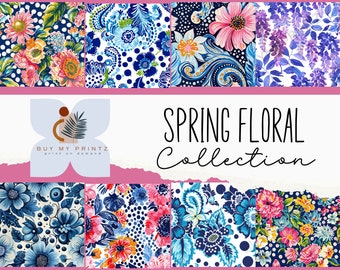 Preppy Inspired Polka Dots Digital Paper, Seamless Floral Pattern for Printable Scrapbook Paper, Instant Download, Scrapbook, Commercial Use