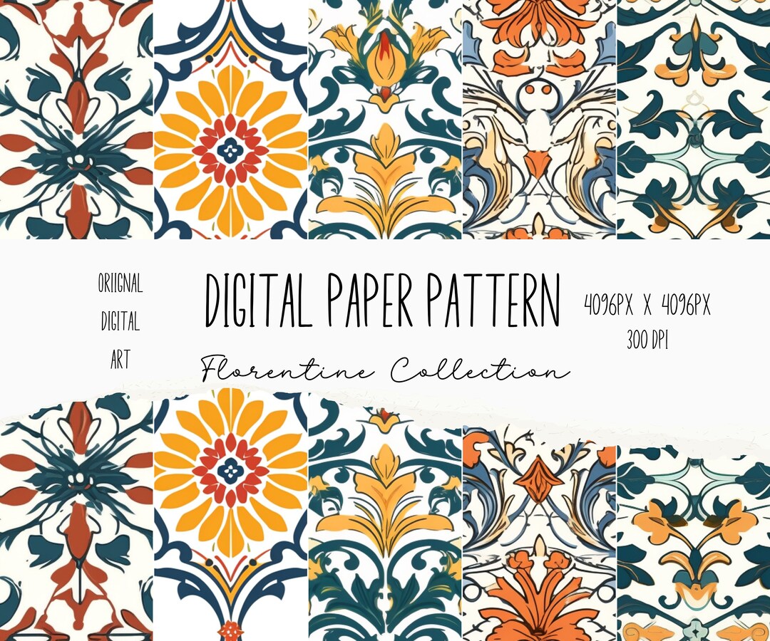25 Sheet Printable Florentine, Digital Paper Decoupage, Decorative ...