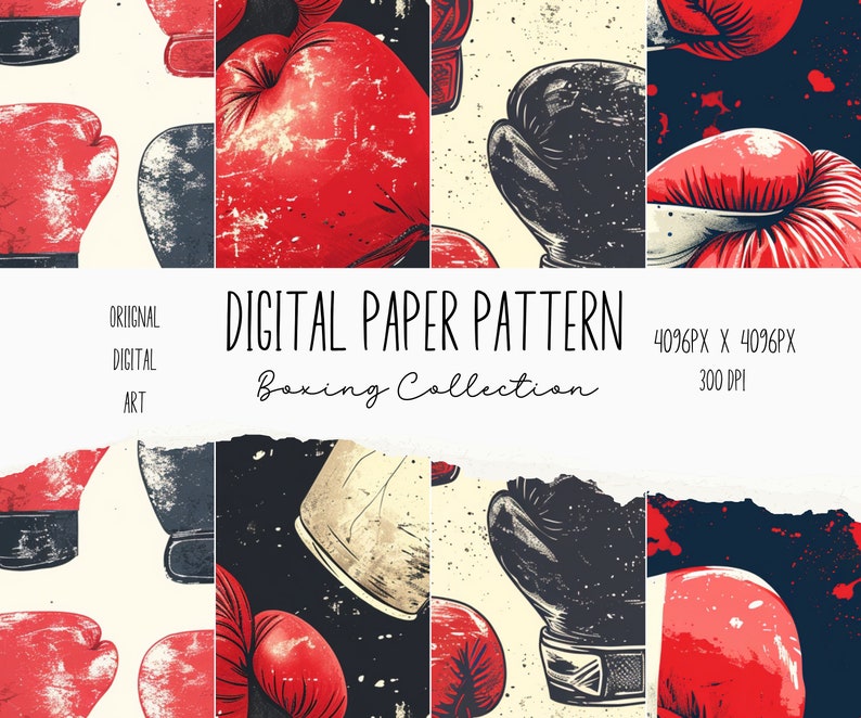 Boxing Seamless Pattern Digital Paper File, Downloadable PNG ...