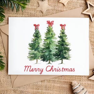 Arbres de Noël à feuilles persistantes PNG, carte de Noël BCBG joyeux Noël, clipart chinoiserie, Noël du Sud, téléchargement immédiat de vacances, CU