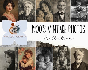 1900s Vintage Photo Collection, 40 große PNG Bilder, 10 Collage Sheets, junk journals, Digital Art, Background, Scrapbook, Digital Art, CU